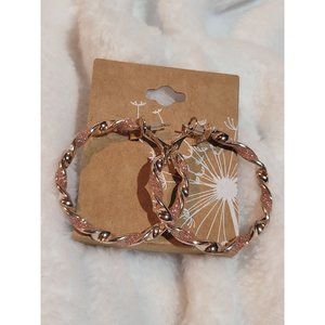 Sparkling Peach & Gold Hoop Earrings